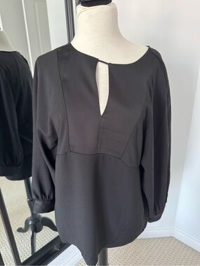J. Crew Black Blouse with Button Cuffs small euc